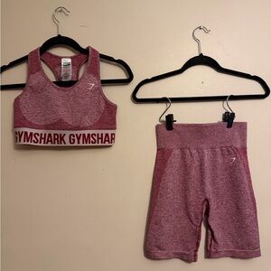 Gymshark Maroon Sports Bra and matching shorts